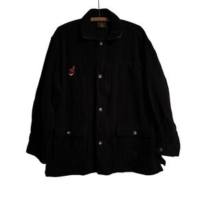 CrossCreek Mens M Wool Blend Button Up Jacket Embroidered Cleveland Indians Logo